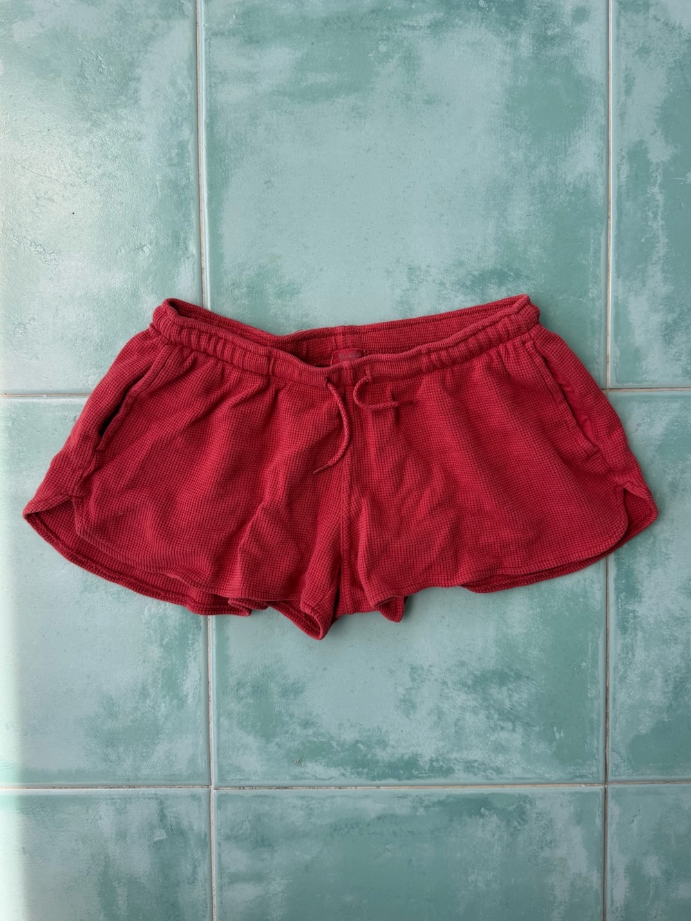 Brandy Melville J. Galt Brick Red Waffle Knit Shorts OS NWOT